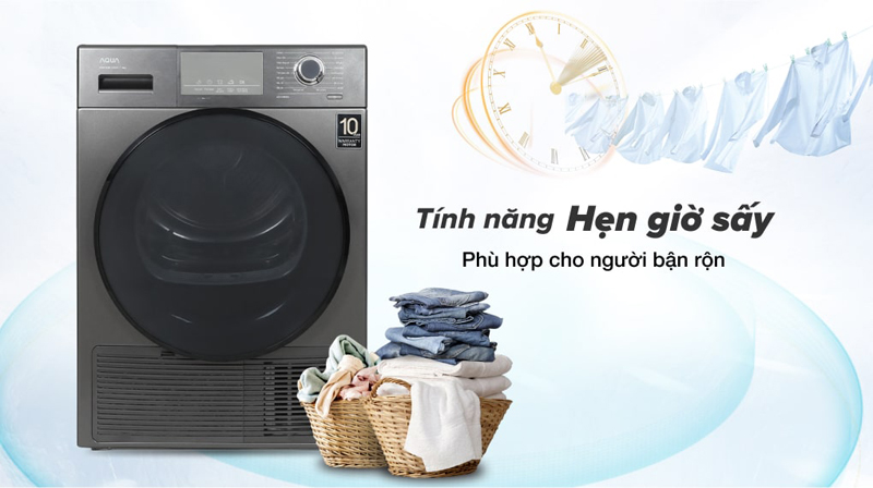 Máy có tính năng hẹn giờ sấy từ 30 phút - 12 tiếng vô cùng tiện lợi