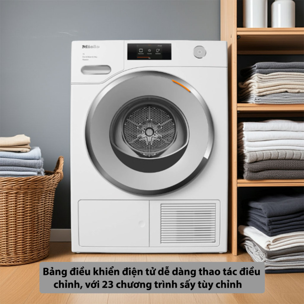 Máy sấy quần áo bơm nhiệt Miele 9kg TWV780WP Passion bảng điều khiển hiện đại dễ dàng sử dụng