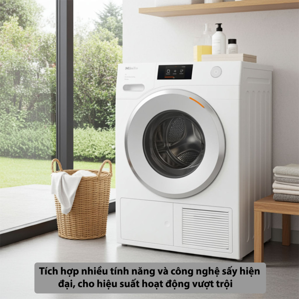 Máy sấy quần áo bơm nhiệt Miele 9kg TWV780WP Passion tích hợp nhiều tính năng và công nghệ sấy hiện đại