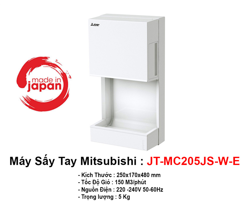 Máy sấy tay Misubishi JT-MC205JS-W-NE - Hàng chính hãng
