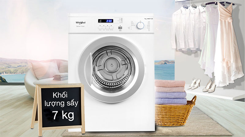 Khối lượng sấy của Máy sấy thông hơi Whirlpool 7 kg AWD712S2