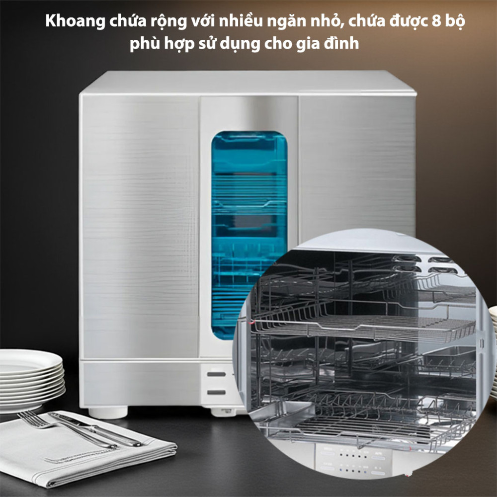 Máy sấy tiệt trùng bát đũa Hanil Hud-8200 thiết kế khoang chứa rộng phù hợp gia đình 6 người