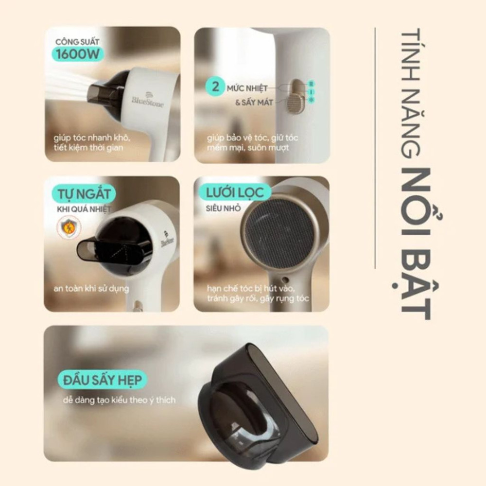Máy sấy tóc BlueStone HDB-1831 - Hàng chính hãng