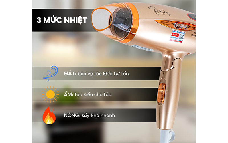 3 mức độ của Máy sấy tóc Hasuka HSK-126