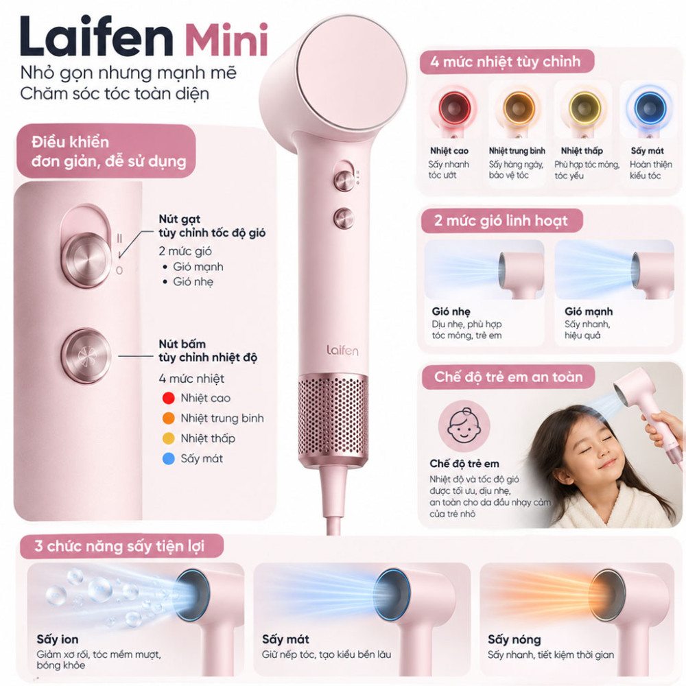 Máy sấy tóc Laifen Mini - Hàng chính hãng