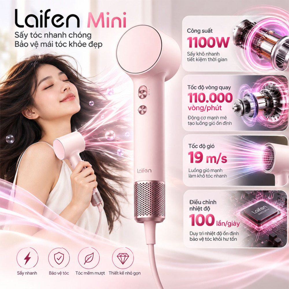 Máy sấy tóc Laifen Mini - Hàng chính hãng