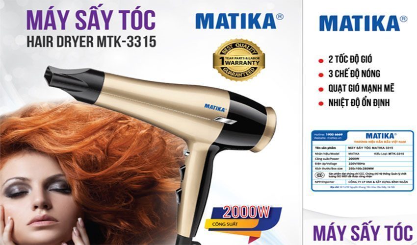 Tính năng của Máy sấy tóc Matika MTK-3315