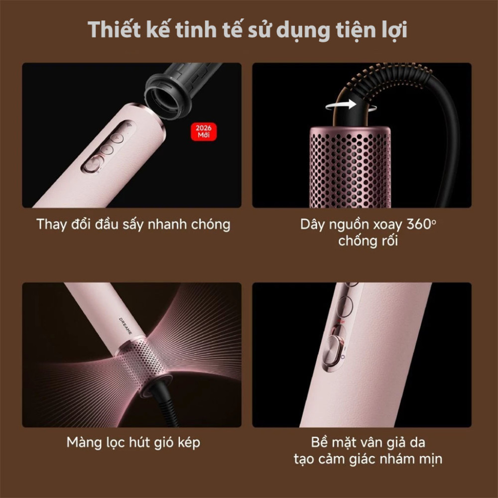 Máy sấy tạo kiểu tóc Dreame AirStyle Pro HI Rose Pink AMS01A - Hàng chính hãng
