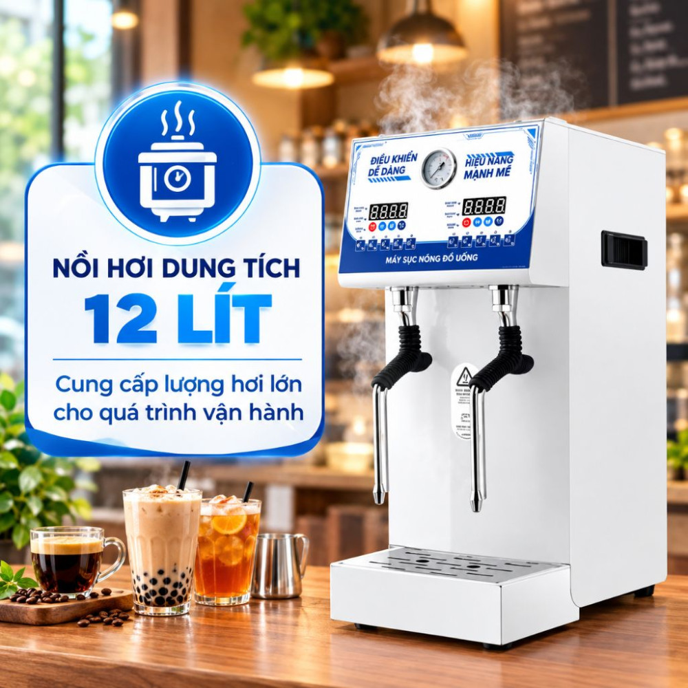 Máy sục trà sữa áp suất cao 2 vòi điện tử Yubann YB-400 - Hàng chính hãng