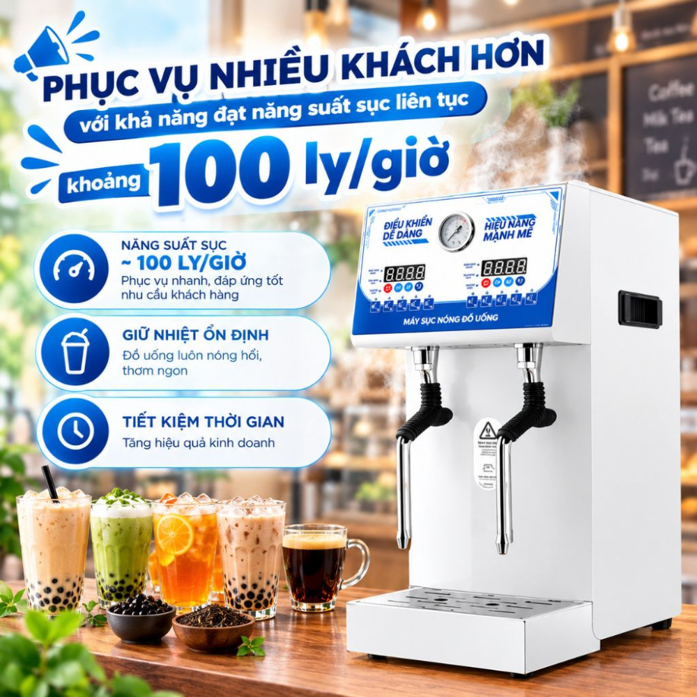Máy sục trà sữa áp suất cao 2 vòi điện tử Yubann YB-400 - Hàng chính hãng