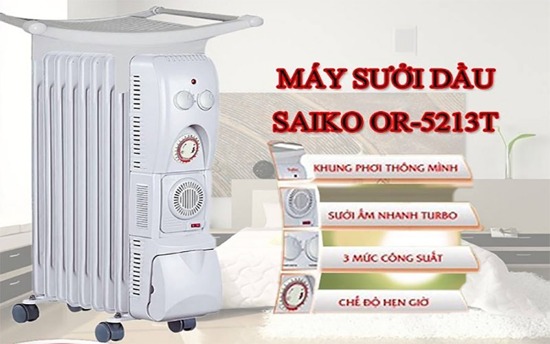 Tính năng của Máy sưởi dầu Saiko OR-5213T