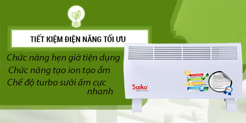 Tính năng tiết kiệm điện của Máy sưởi điện Saiko EC-1500ER