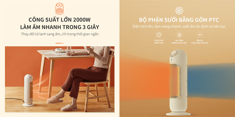 Công suất của Máy sưởi gốm Bear SH-4H20A