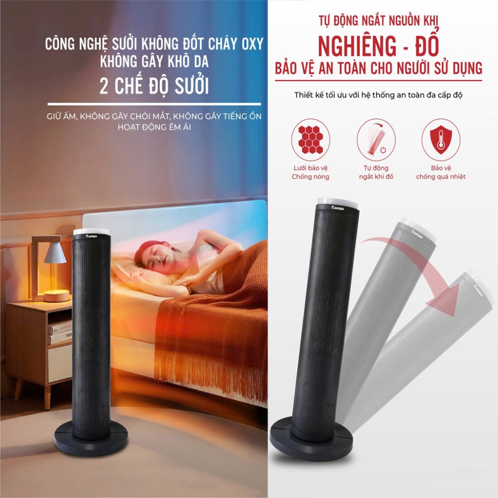 Máy sưởi gốm Rapido RCH-2000SDB - Hàng chính hãng