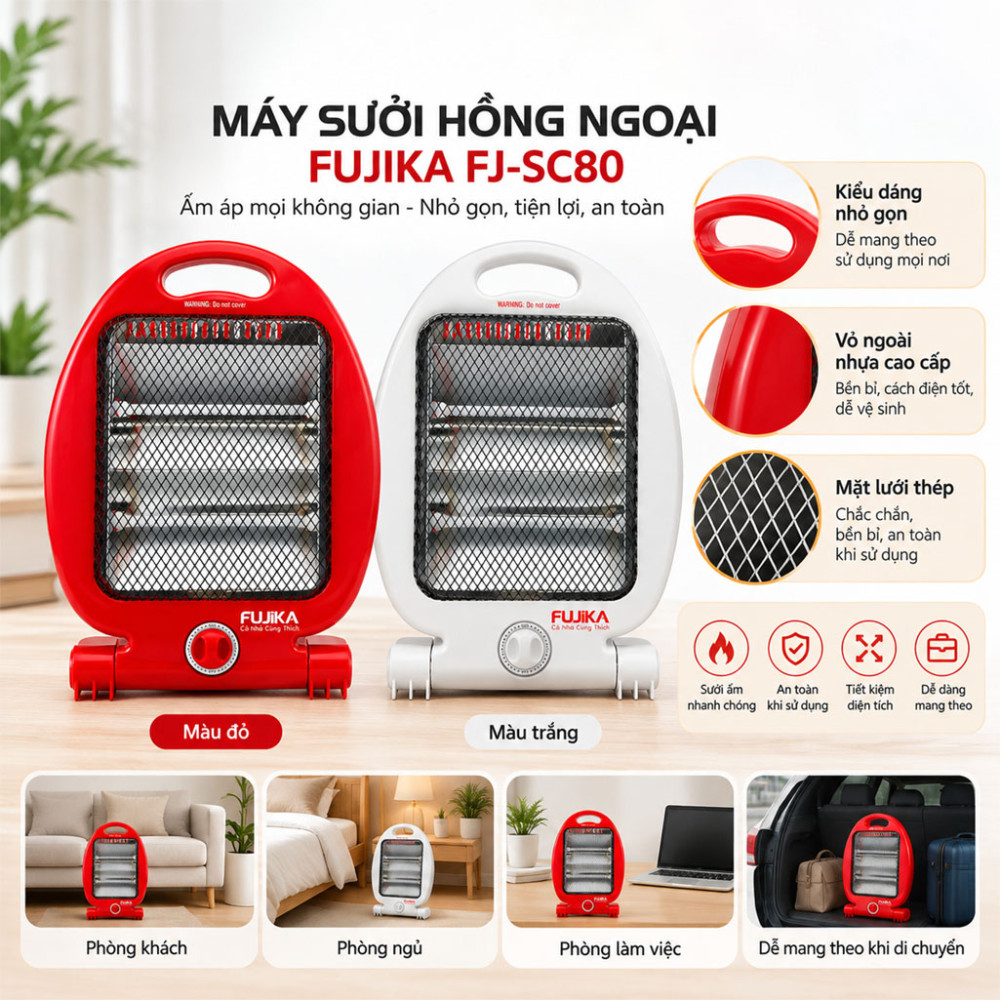 Máy sưởi hồng ngoại Fujika FJ-SC80 - Hàng chính hãng