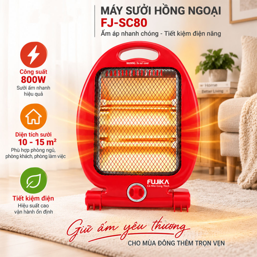 Máy sưởi hồng ngoại Fujika FJ-SC80 - Hàng chính hãng