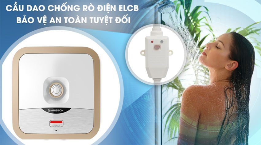 Máy tắm nước nóng Ariston AN2 15 R 2.5 FE trang bị cầu dao chống rò rỉ điện