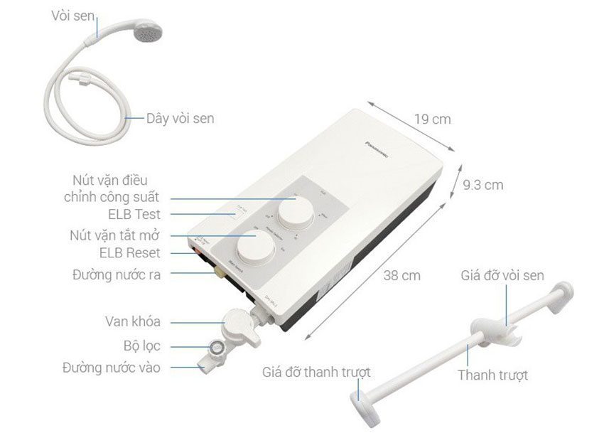 Chi tiết của máy tắm nước nóng trực tiếp Panasonic DH-4RL1VW