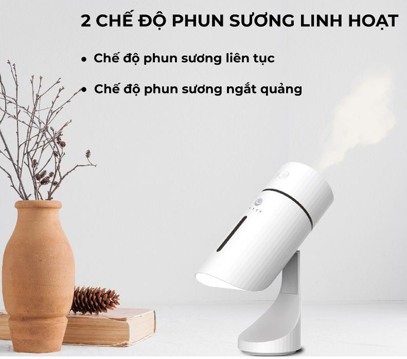 2 chế độ phun sương hoạt động bền bỉ lên tới 8 tiếng