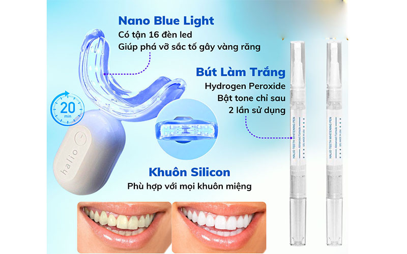 Máy tẩy trắng răng Halio Blue Light Professional Teeth Whitening Enhancer - Hàng chính hãng