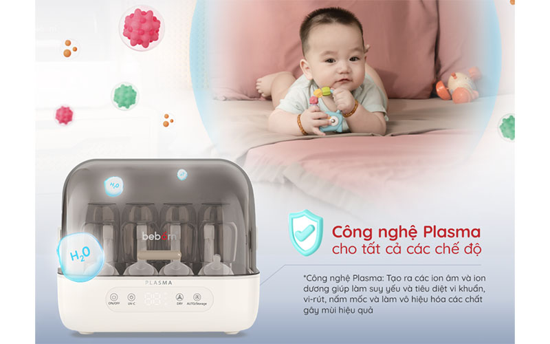 Máy úp bình sữa UVC công nghệ Plasma Plastio 2 Beborn SBP02HB