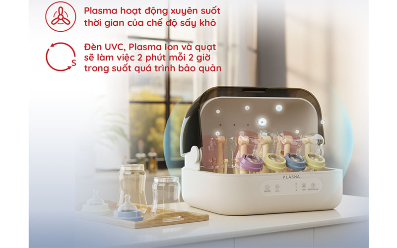 Máy úp bình sữa UVC công nghệ Plasma Plastio 2 Beborn SBP02HB