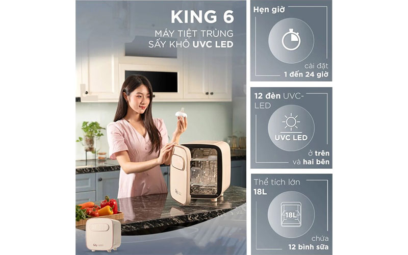 Tiện ích của Máy tiệt trùng sấy khô UVC LED King 6 Fatzbaby FB4723VN