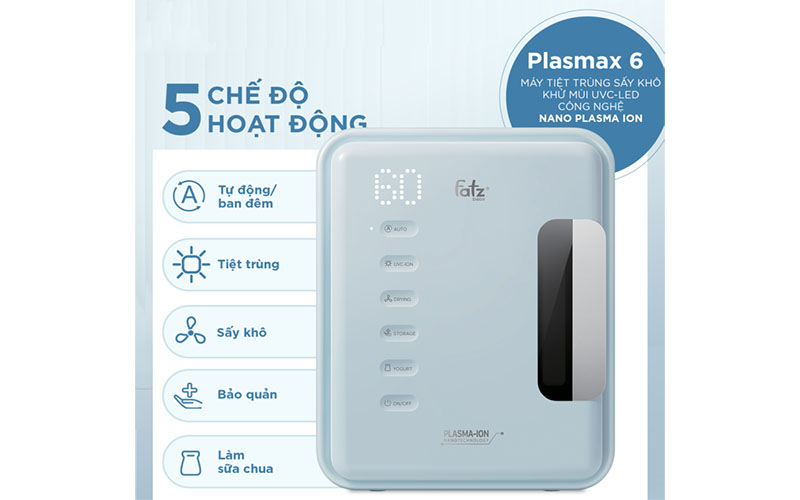 5 chế độ hoạt động của Máy tiệt trùng sấy khô khử mùi PLASMAX 6 Fatzbaby FB4822FK