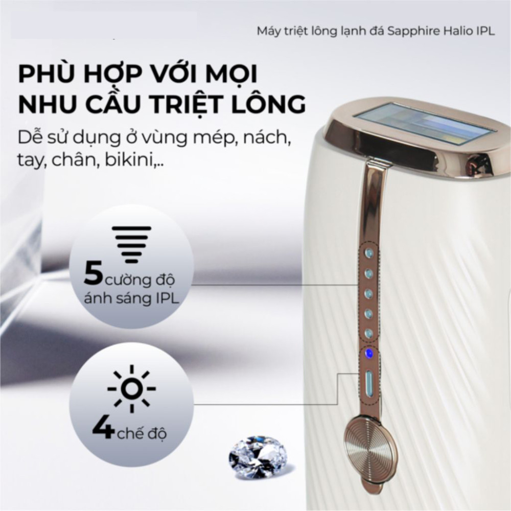 Máy triệt lông lạnh Sapphire Halio InfinityGlow Advanced IPL Sapphire Cooling Hair Removal Device - Hàng chính hãng