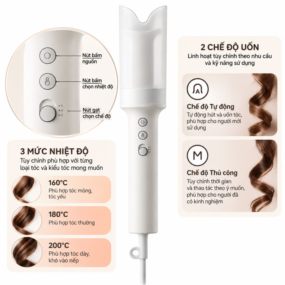 Máy uốn tóc tự động Laifen AutoCurl - Hàng chính hãng