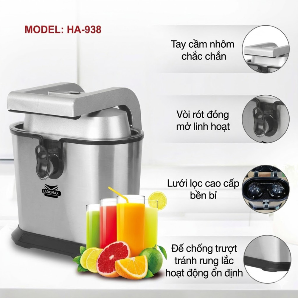 Máy vắt cam 2 đầu ép Ladomax HA-938 - Hàng chính hãng