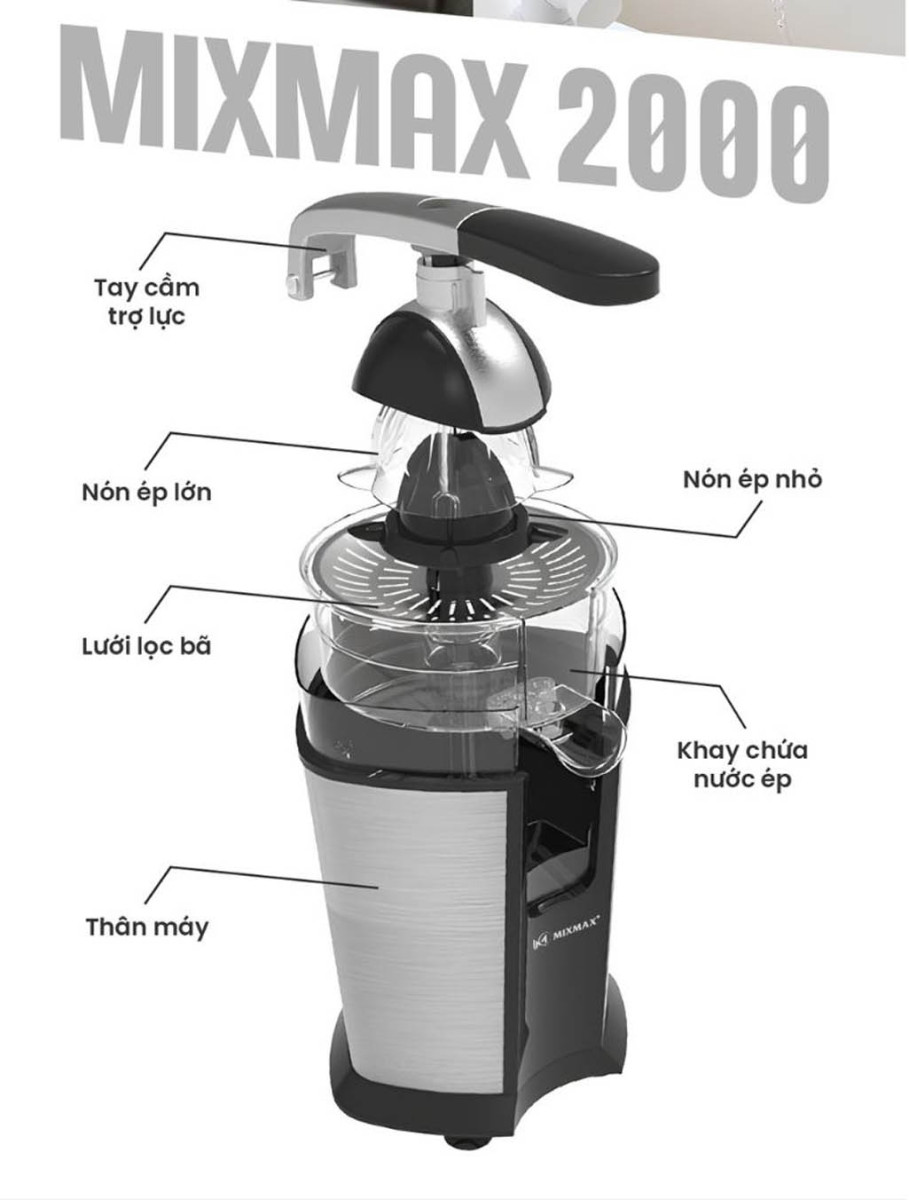 Cấu tạo của máy ép cam Mixmax 2000