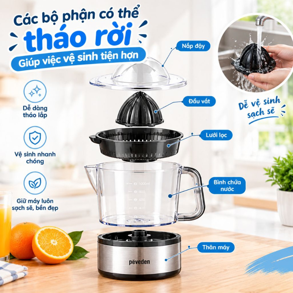 Máy vắt cam Paveden PCJ-2570S - Hàng chính hãng