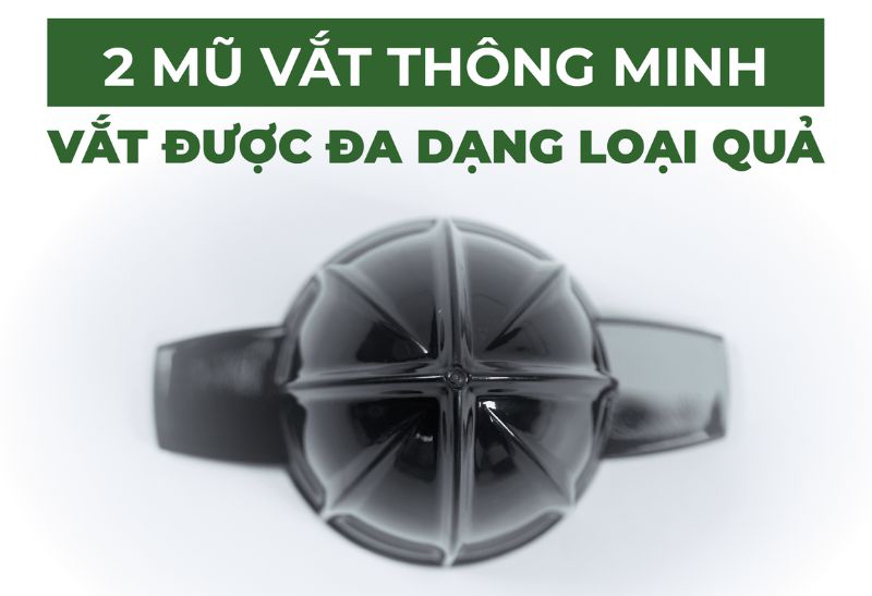 Máy có 2 đầu vắt,  có thể vắt được đa dạng các loại trái cây khác nhau