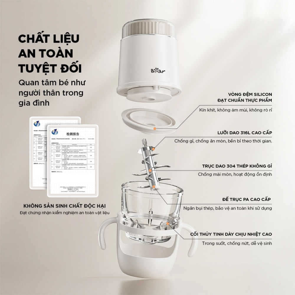 Máy xay ăn dặm 0.3L Bear BFM-025JM - Hàng chính hãng