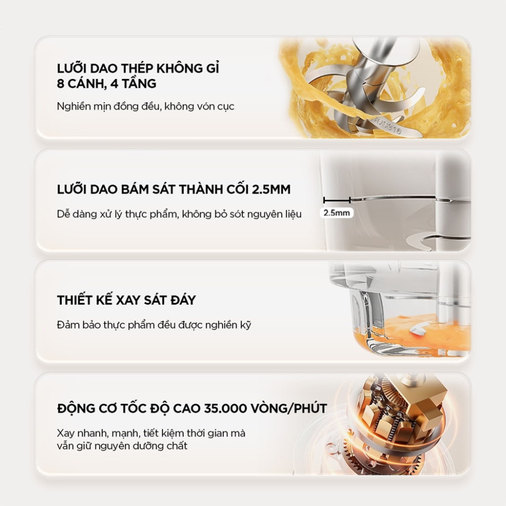 Máy xay ăn dặm 0.3L Bear BFM-025JM - Hàng chính hãng