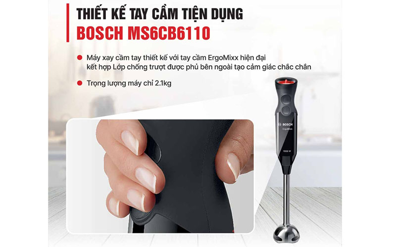 Thiết kế tay cầm của Máy xay cầm tay Bosch MS6CB6110