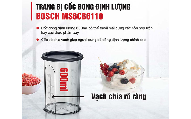 Dung tích cốc đựng của Máy xay cầm tay Bosch MS6CB6110