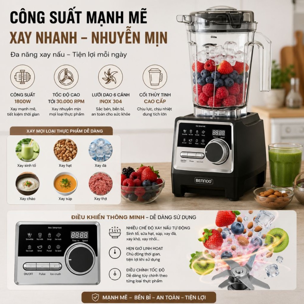 Máy xay công nghiệp Bennix BN-229BL - Hàng chính hãng