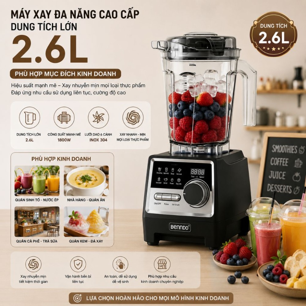 Máy xay công nghiệp Bennix BN-229BL - Hàng chính hãng