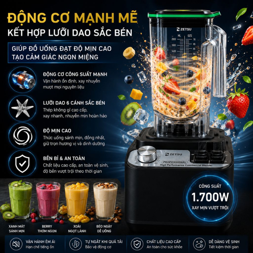 Máy xay sinh tố công nghiệp Zetsu ZT-03 - Hàng chính hãng