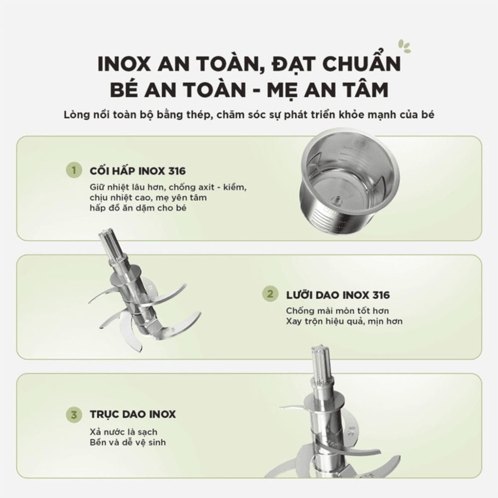 Máy xay nấu ăn dặm 0.35 lít Bear BFM-045KN - Hàng chính hãng