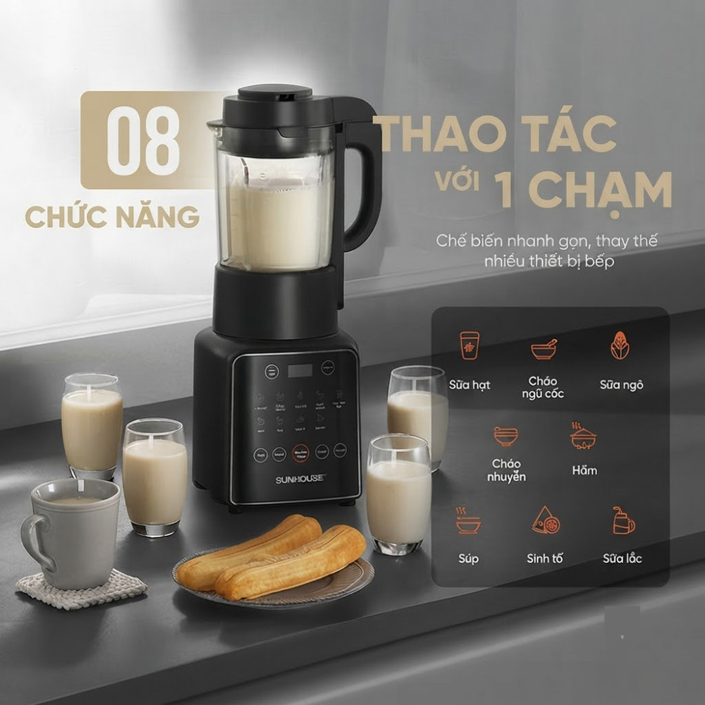 Máy làm sữa hạt đa năng Sunhouse SHD5266 - Hàng chính hãng