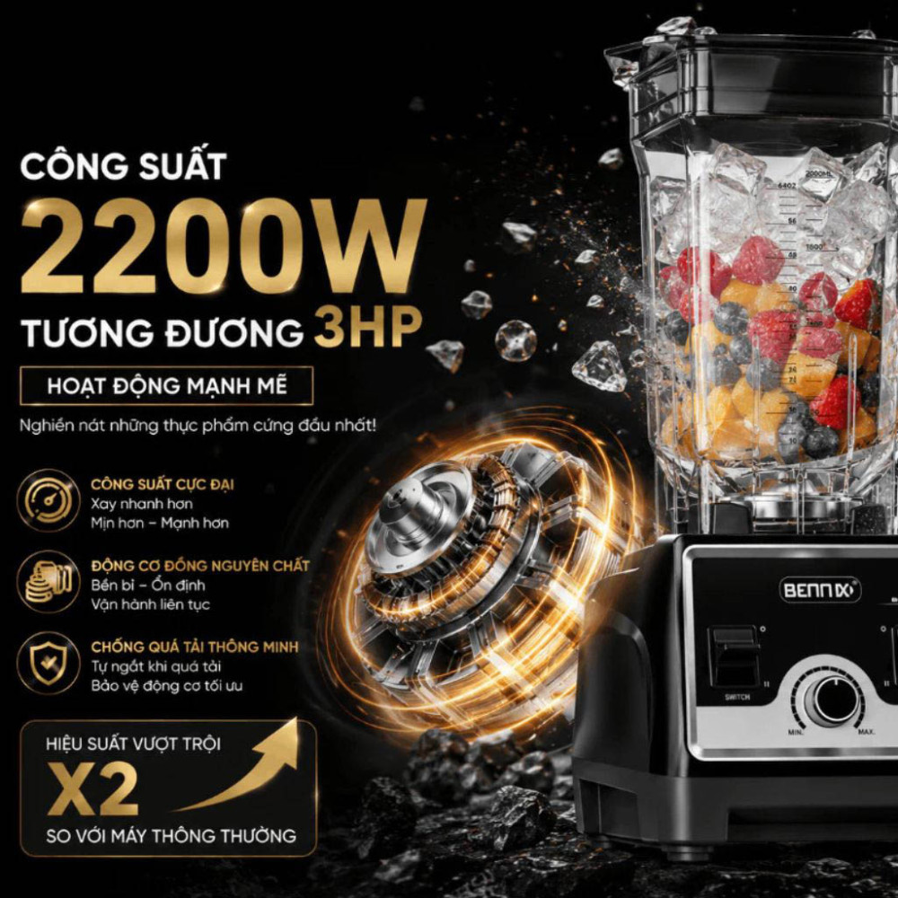 Máy xay công nghiệp Bennix BN-208BL - Hàng chính hãng