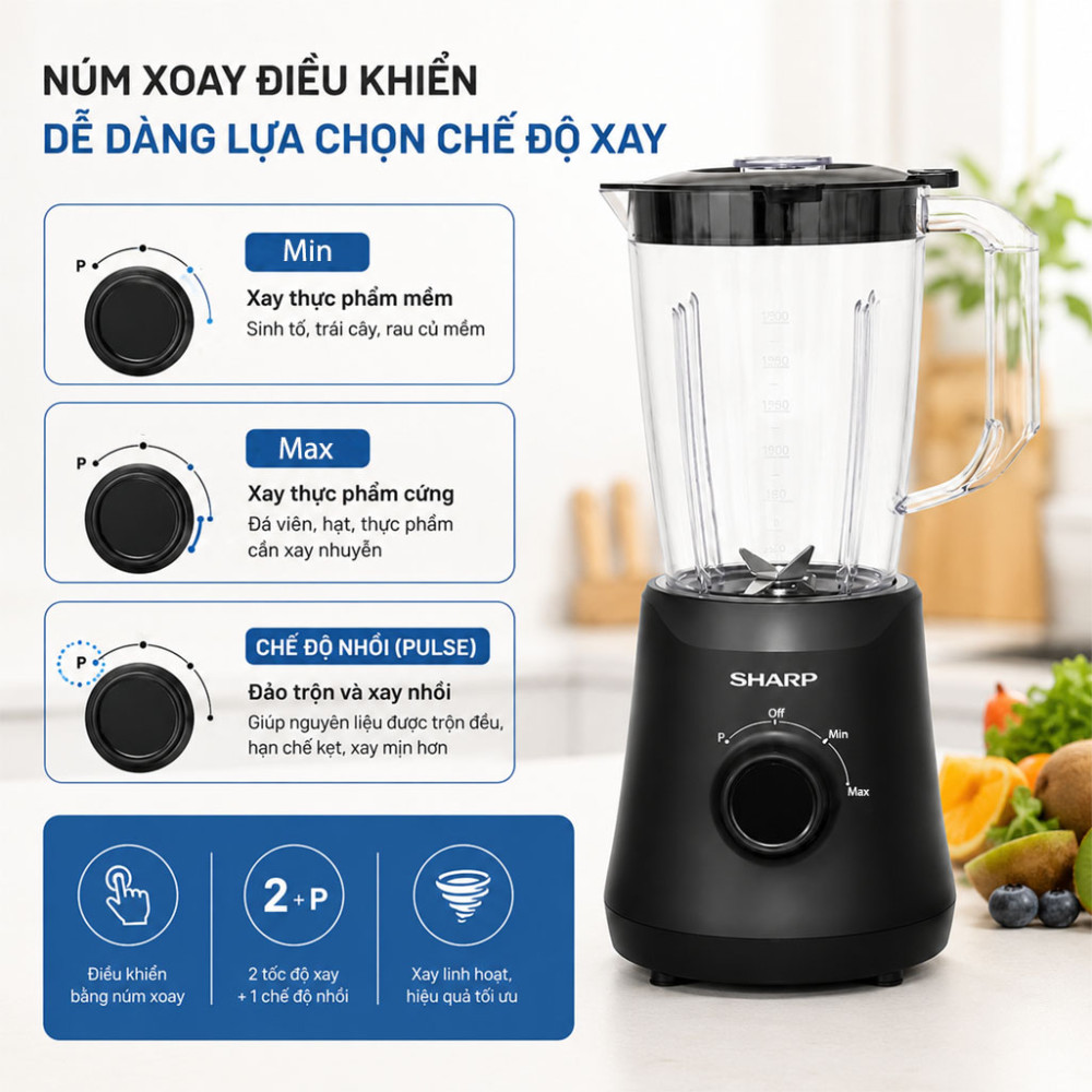Máy xay sinh tố đa năng Sharp EM-SP252-BK - Hàng chính hãng