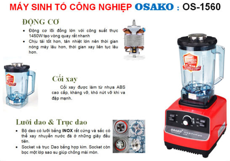 Máy xay sinh tố công nghiệp Osako OS-1560 - Hàng chính hãng