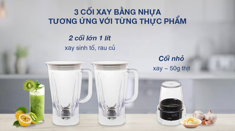 Có 3 cối cay để bạn sử dụng tùy theo nhu cầu