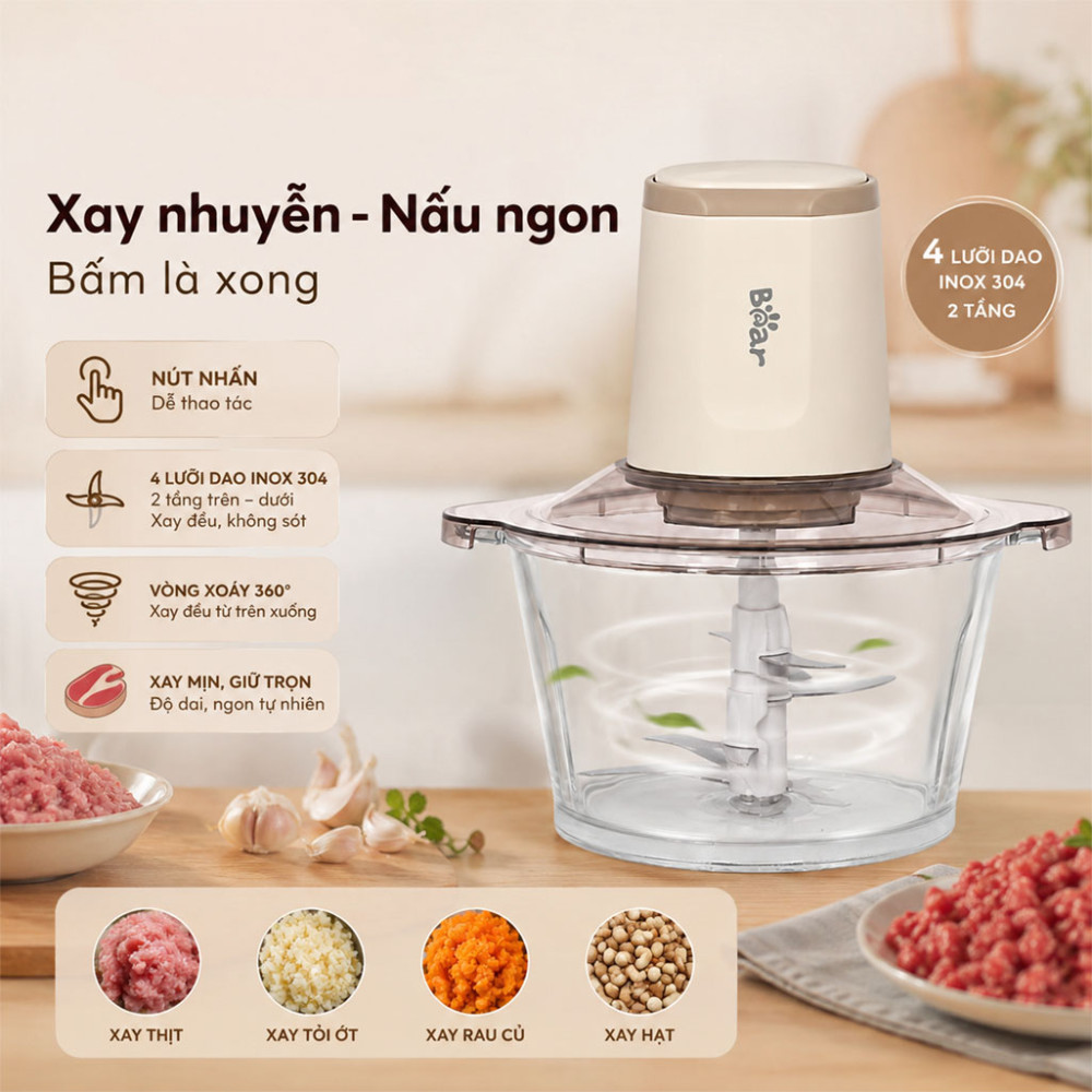 Máy xay thịt Bear CH-5H03P36 1.8L - Hàng chính hãng