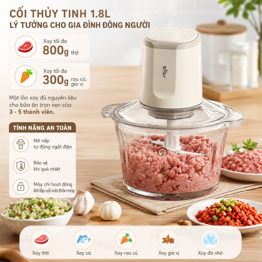 Máy xay thịt Bear CH-5H03P36 1.8L - Hàng chính hãng
