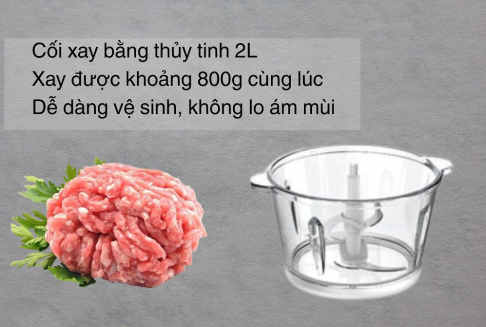 Cối thủy tinh 2 lít, dày dặn, chịu lực tốt